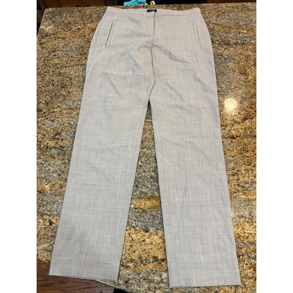 Theory Womens Grey Virgin Wool Blend Slim Leg Dress Pants Size 2 Made in USA